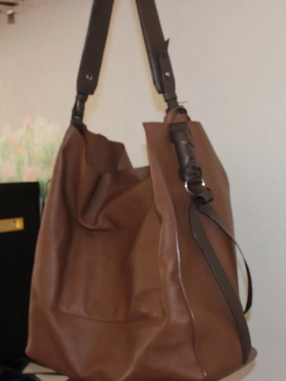 AllSaints Freedom Brown Leather Slouchy Hobo Bag